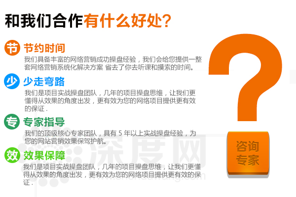 深度網(wǎng)擁有實(shí)戰(zhàn)操作團(tuán)隊(duì)，更有效的為您的網(wǎng)絡(luò)項(xiàng)目提供保障
